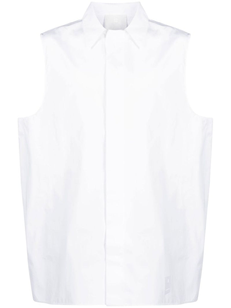 White Longline Sleeveless Shirt