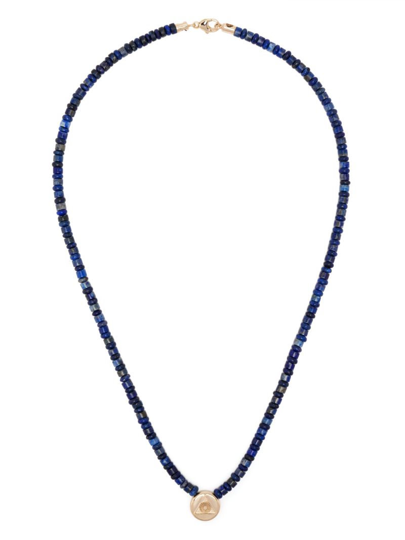 14k Yellow Gold Shield Lapis Lazuli Necklace