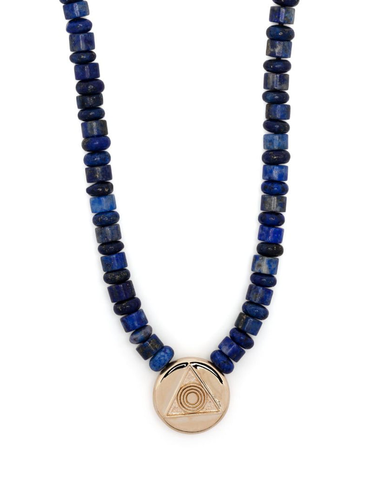 14k Yellow Gold Shield Lapis Lazuli Necklace