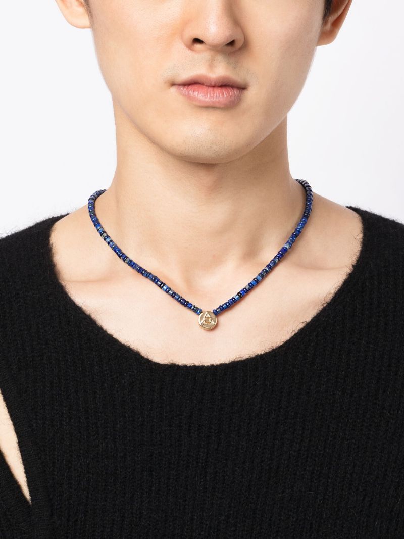 14k Yellow Gold Shield Lapis Lazuli Necklace
