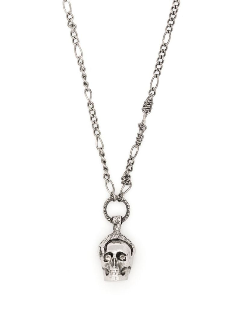 Silver-tone Skull Crystal Necklace