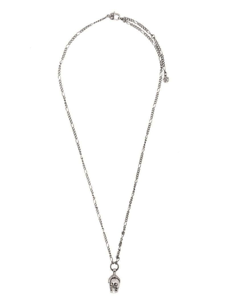Silver-tone Skull Crystal Necklace