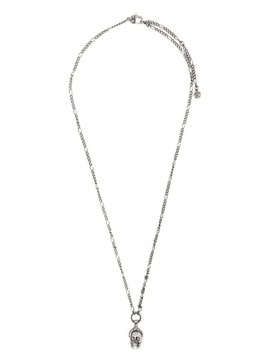 Silver-tone Skull Crystal Necklace