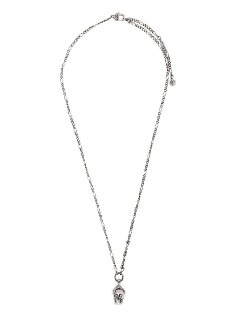 Silver-tone Skull Crystal Necklace