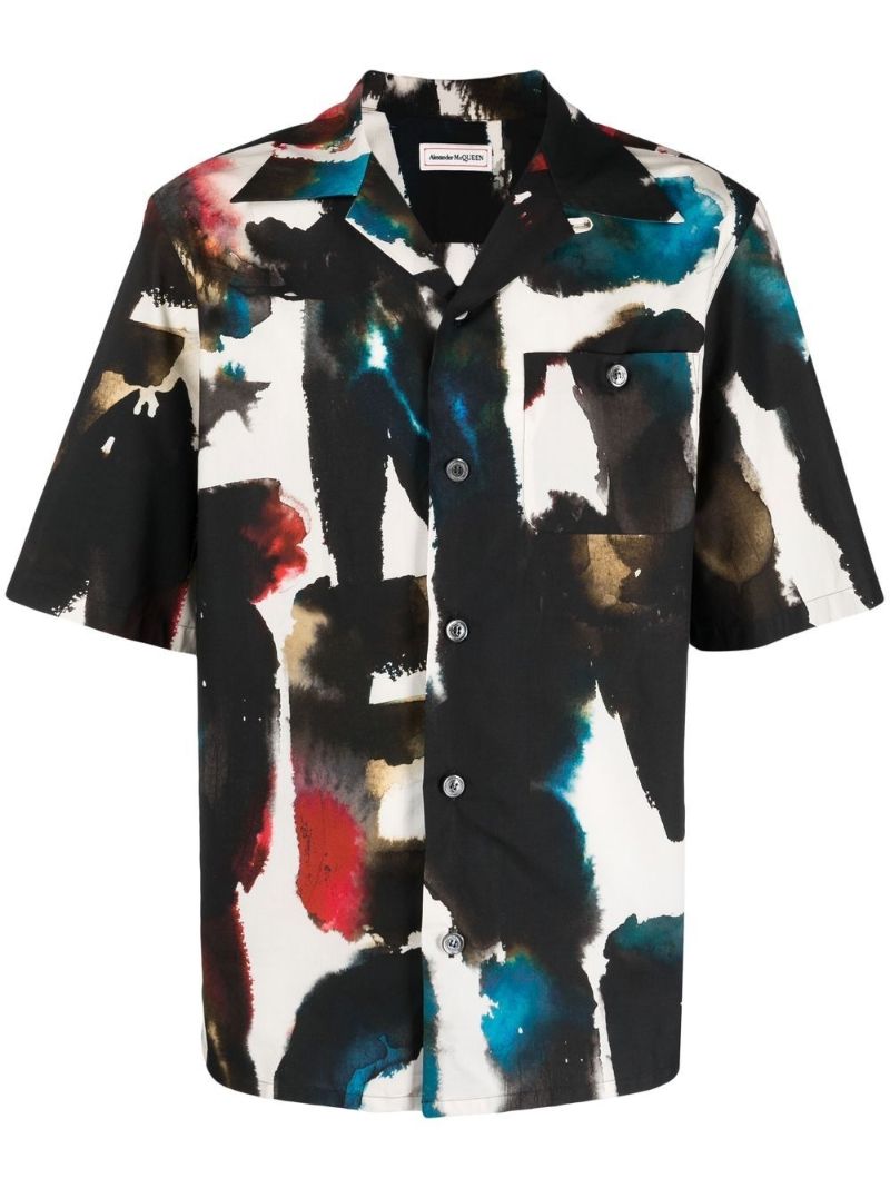 White Graffiti Print Shirt
