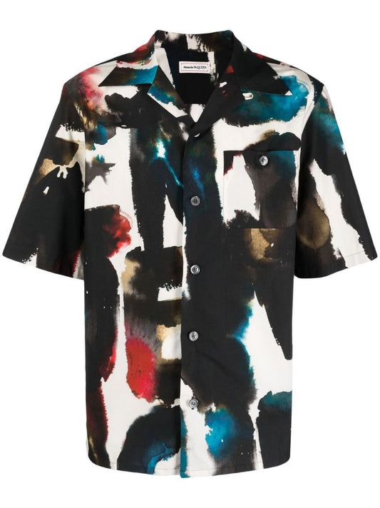 White Graffiti Print Shirt