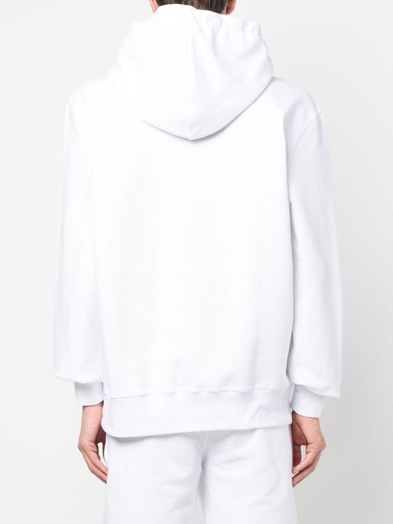 White Graffiti Print Cotton Hoodie