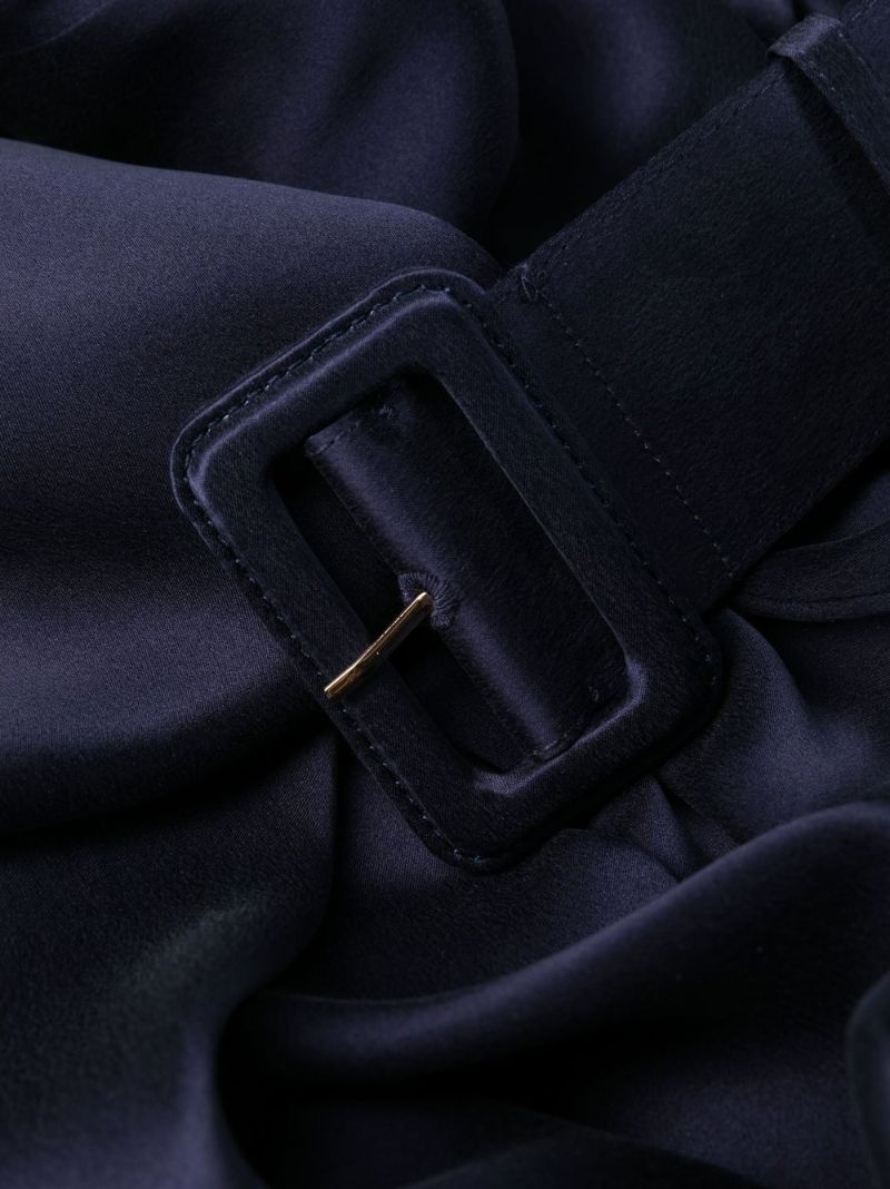 Blue Belted Silk Wide Leg Trousers