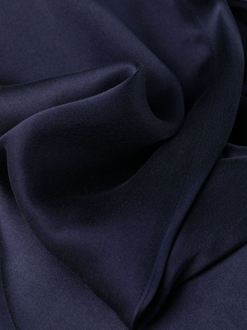 Blue Belted Silk Wide Leg Trousers