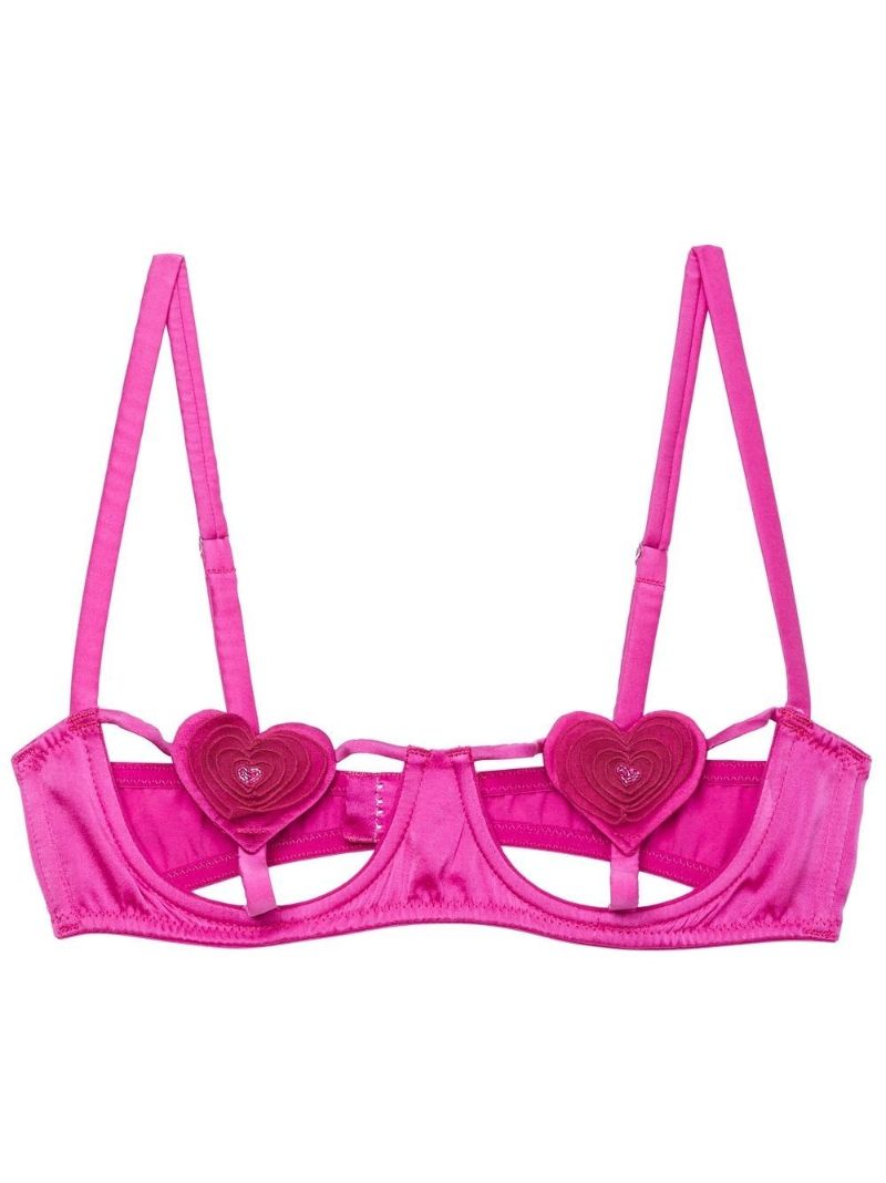 Ultra Pink Stretch Silk Novelty Heart Balconette Bra