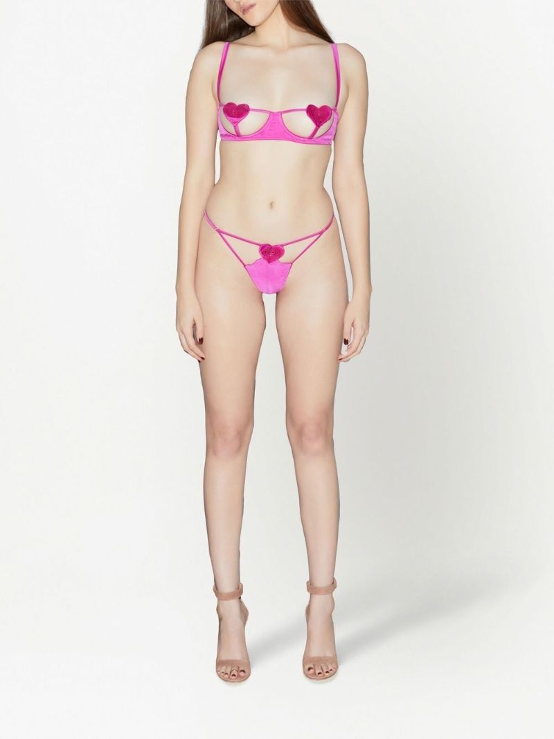 Ultra Pink Stretch Silk Novelty Heart Balconette Bra