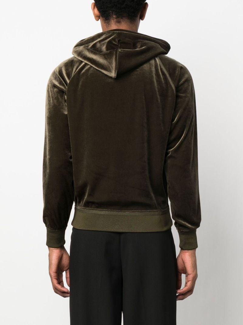 Brown Velour Hooded Track Jacket