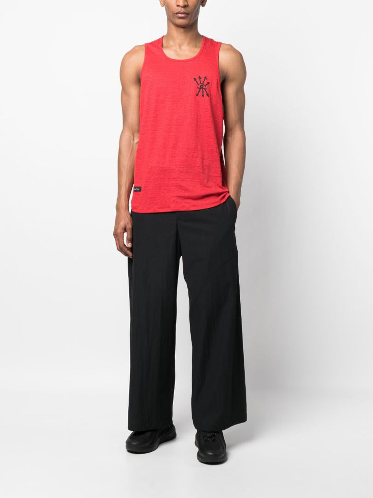 Red Motif Print Sleeveless Top