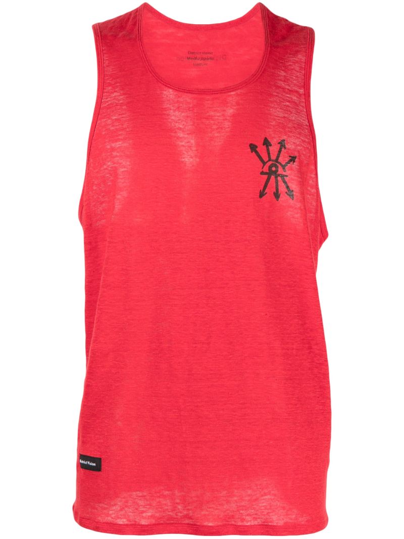 Red Motif Print Sleeveless Top