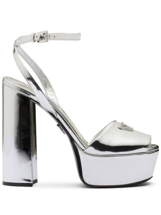 Silver 135 Leather Platform Sandals