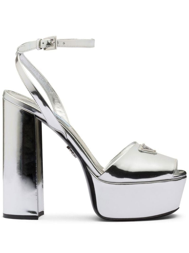 Silver 135 Leather Platform Sandals