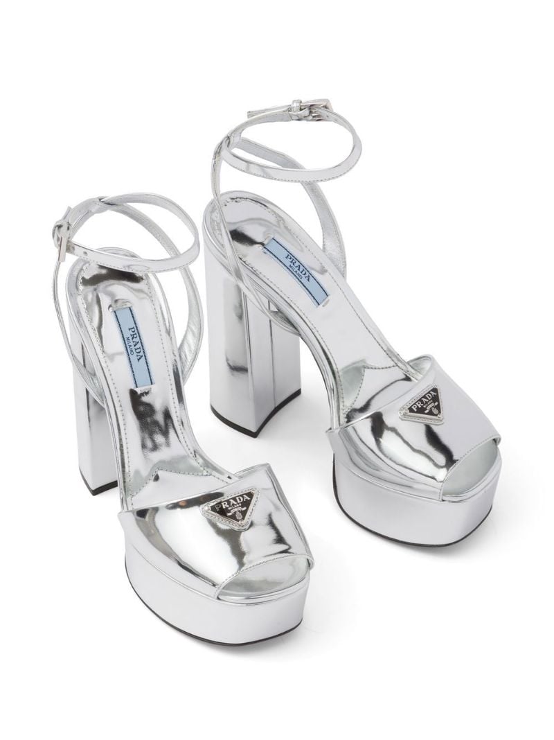 Silver 135 Leather Platform Sandals