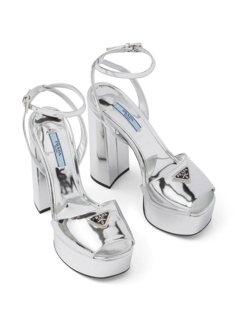 Silver 135 Leather Platform Sandals