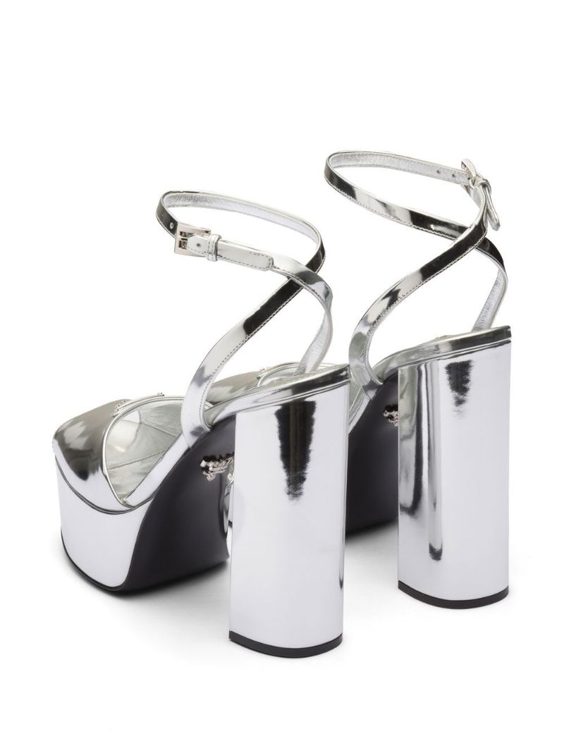 Silver 135 Leather Platform Sandals