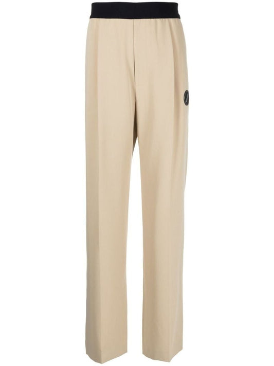 Beige Straight Leg Trousers
