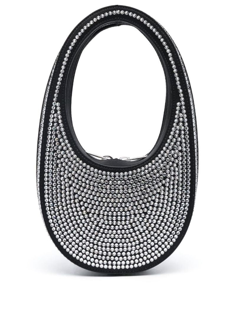 Black Mini Swipe Crystal Top Handle Bag