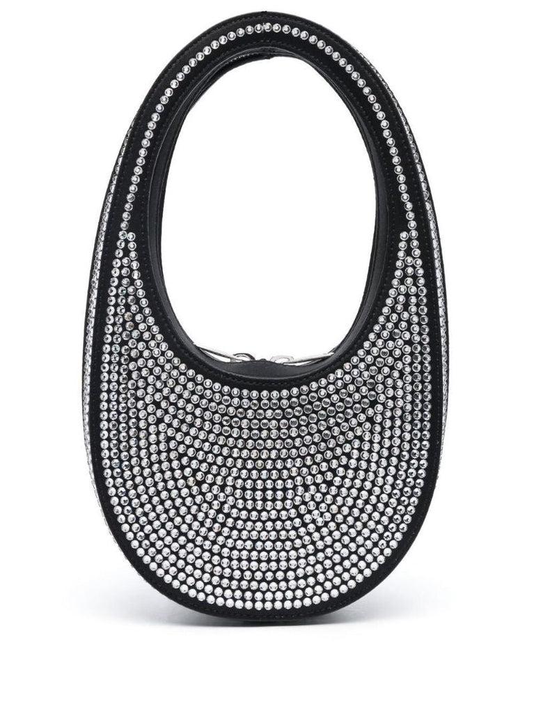 Black Mini Swipe Crystal Top Handle Bag