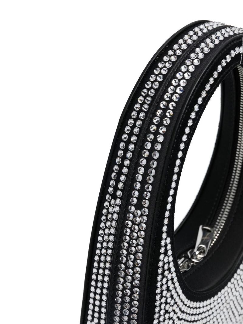 Black Mini Swipe Crystal Top Handle Bag