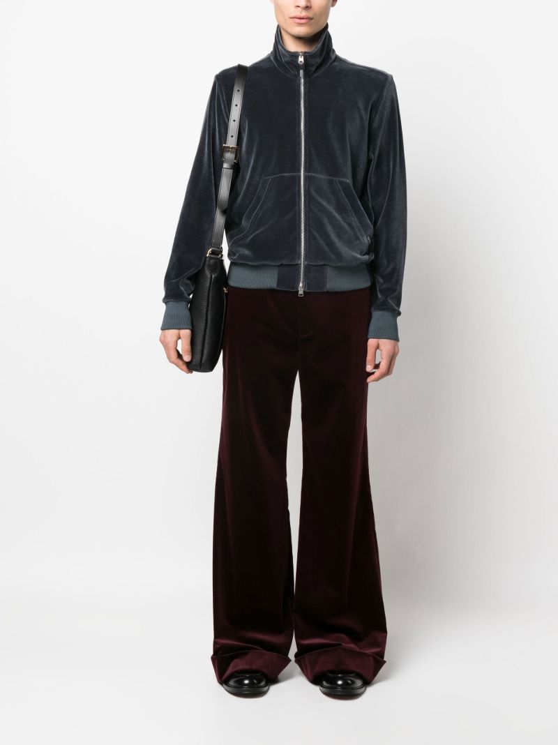 Blue Zip Up Velour Sweatshirt