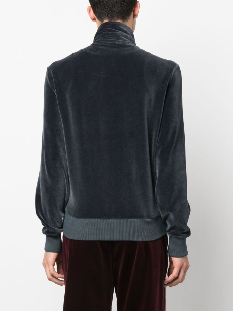 Blue Zip Up Velour Sweatshirt