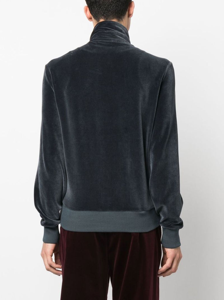 Blue Zip Up Velour Sweatshirt