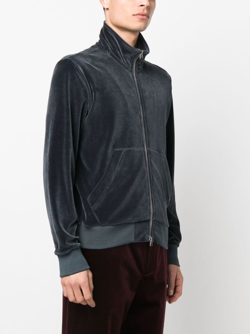Blue Zip Up Velour Sweatshirt