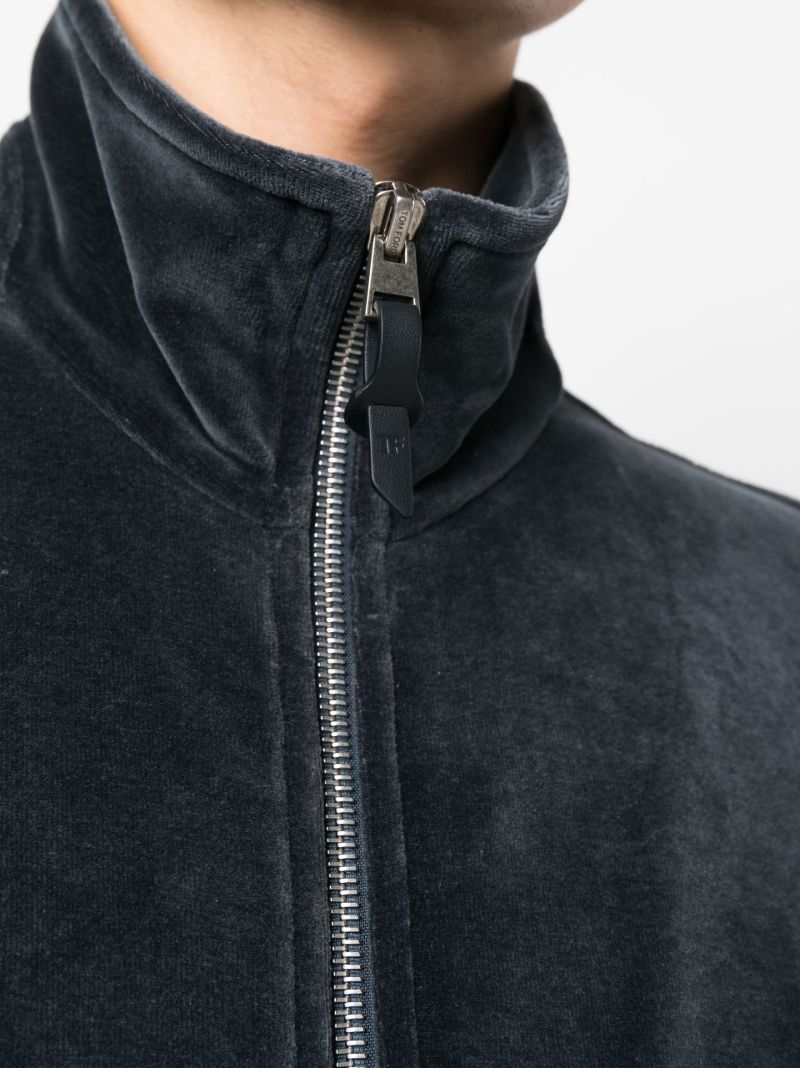 Blue Zip Up Velour Sweatshirt