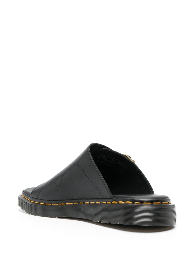 Black Leather Slip-on Sandals