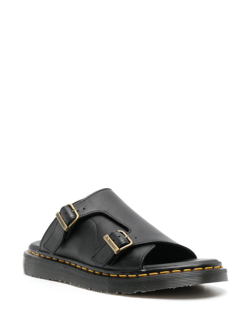 Black Leather Slip-on Sandals