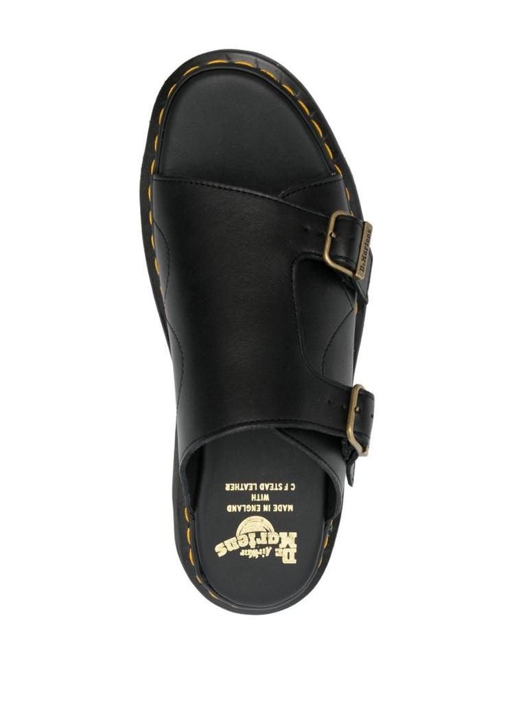 Black Leather Slip-on Sandals