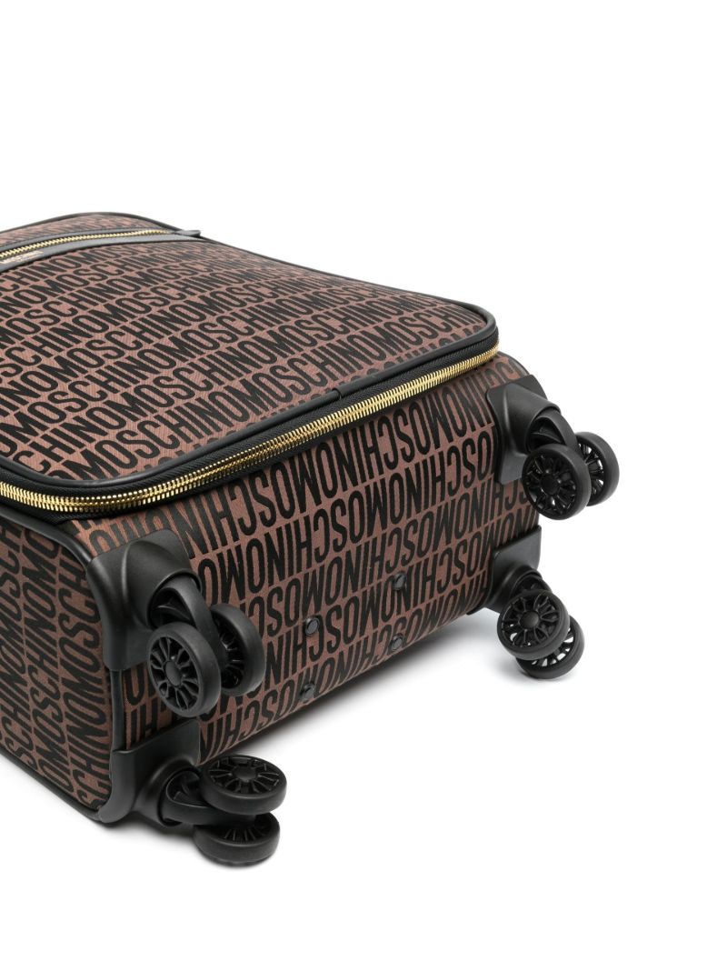 Brown Monogram Print Leather Suitcase