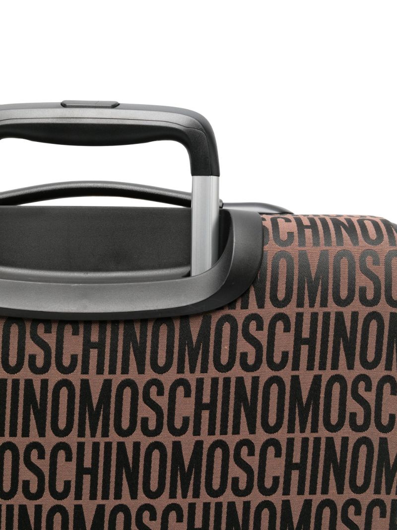 Brown Monogram Print Leather Suitcase