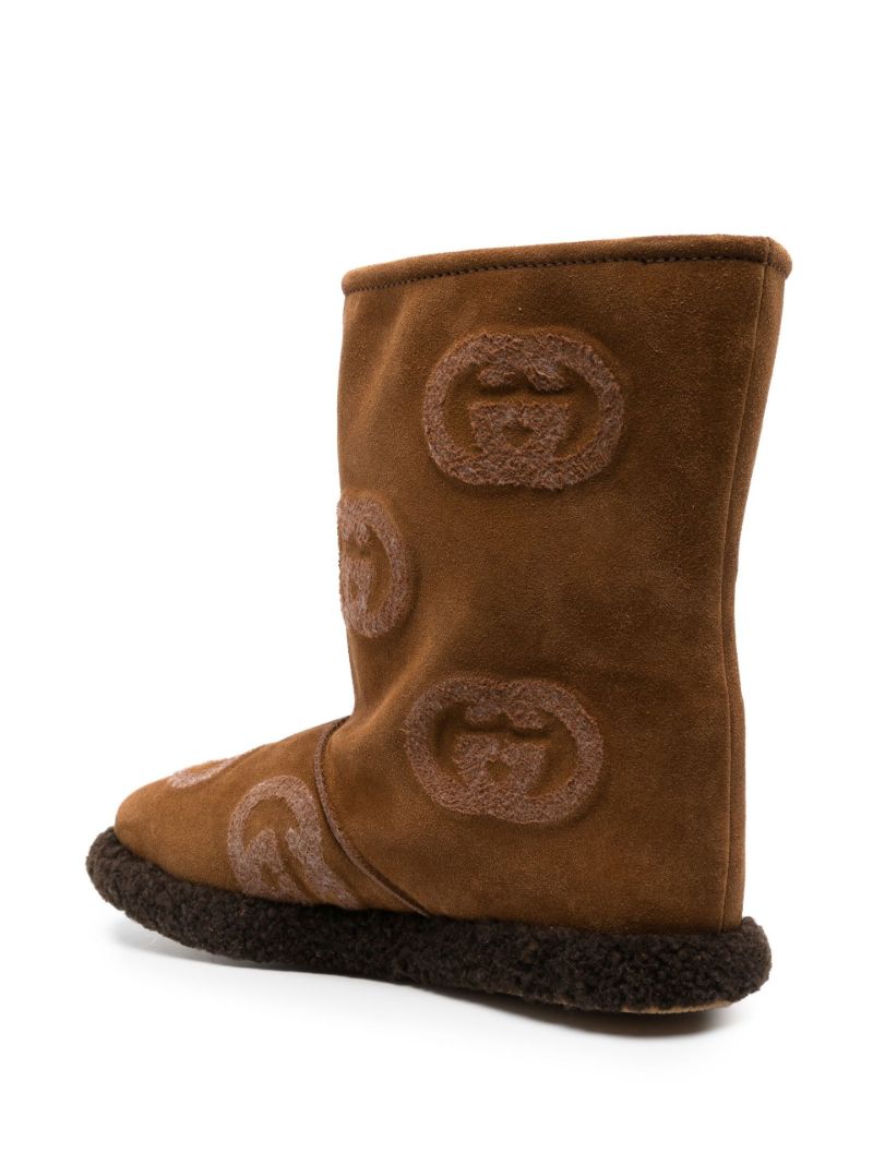 Brown Interlocking G Suede Boots