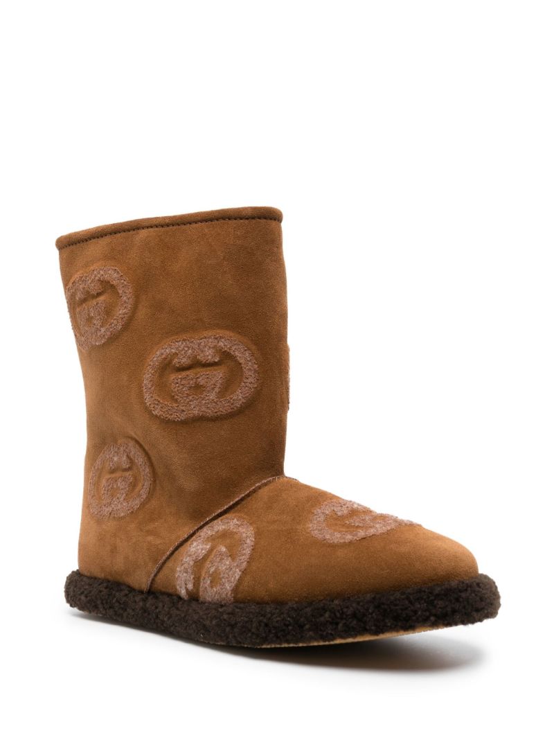 Brown Interlocking G Suede Boots