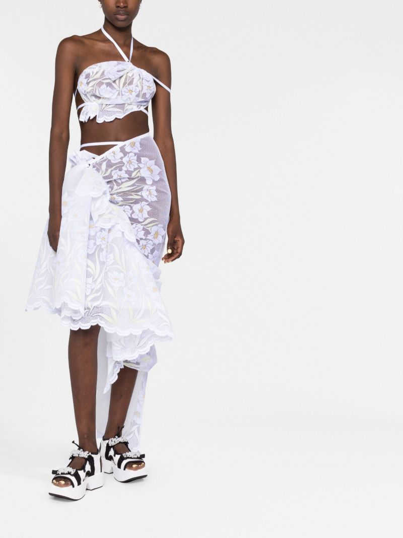 White Floral Embroidered Halterneck Top