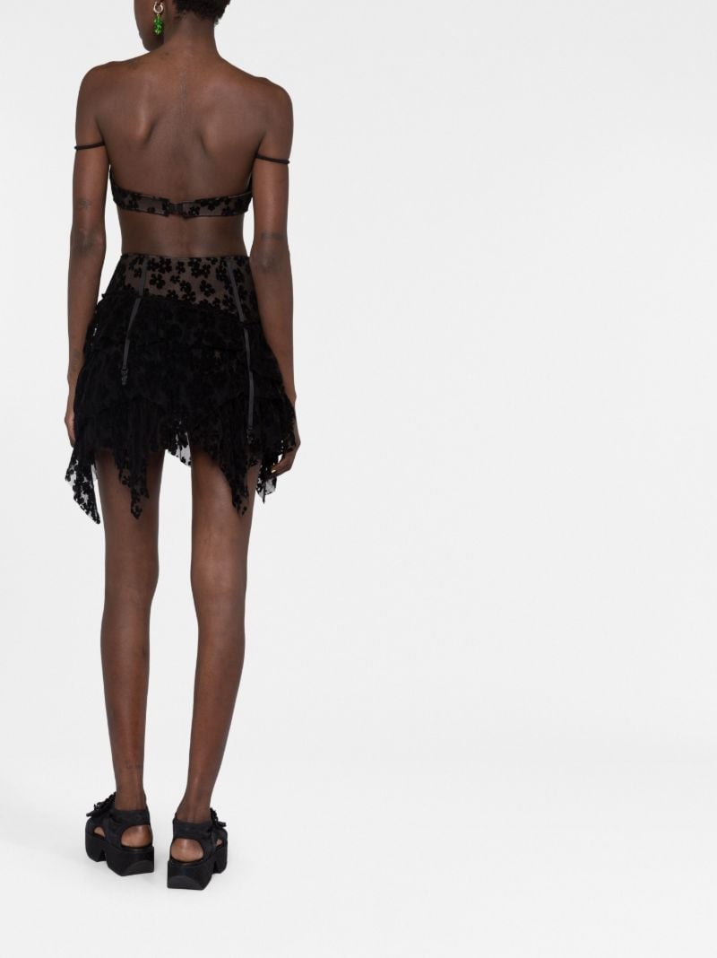 Black Floral Flocked Corset Top