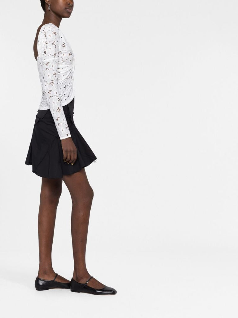 White Floral Asymmetric Lace Top
