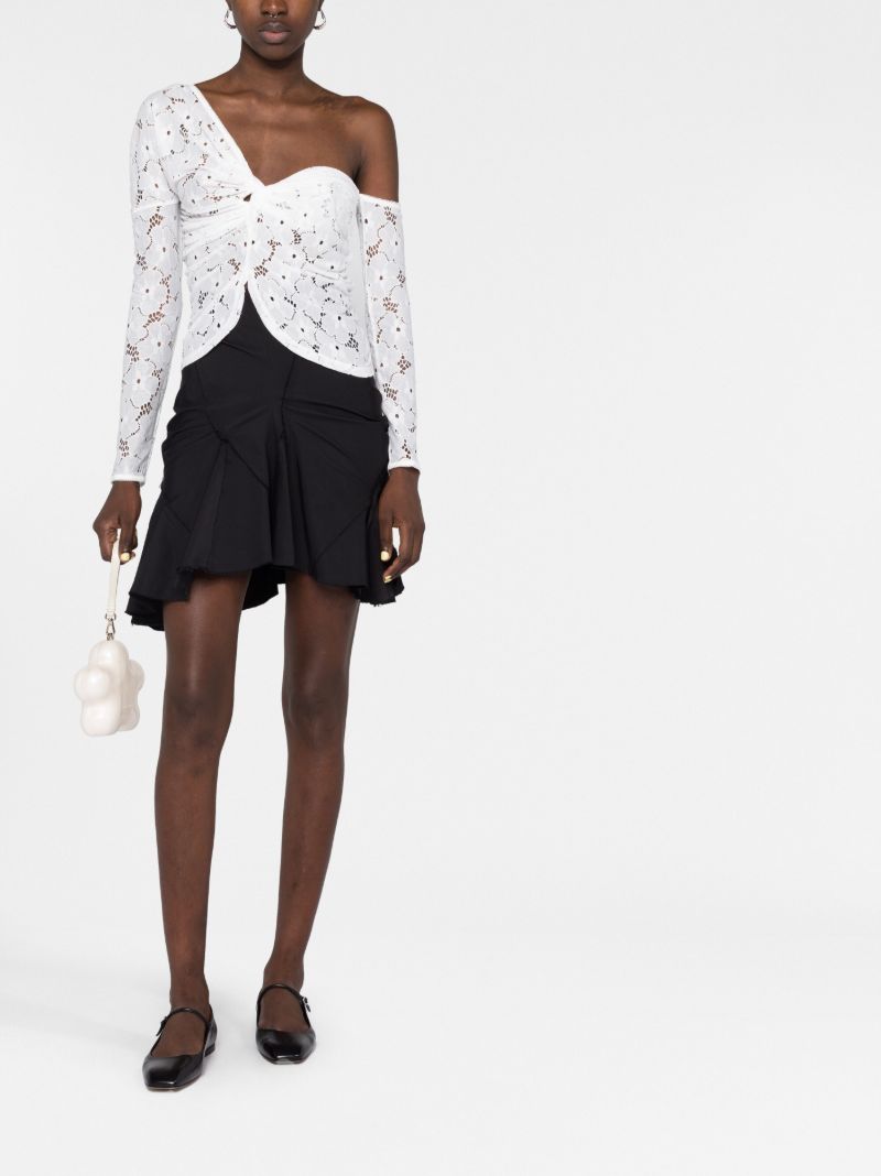 White Floral Asymmetric Lace Top