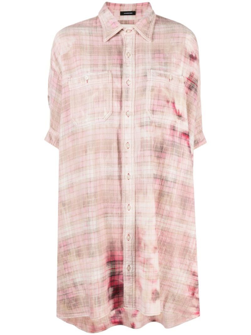 Pink Oversized Plaid Shirtdress