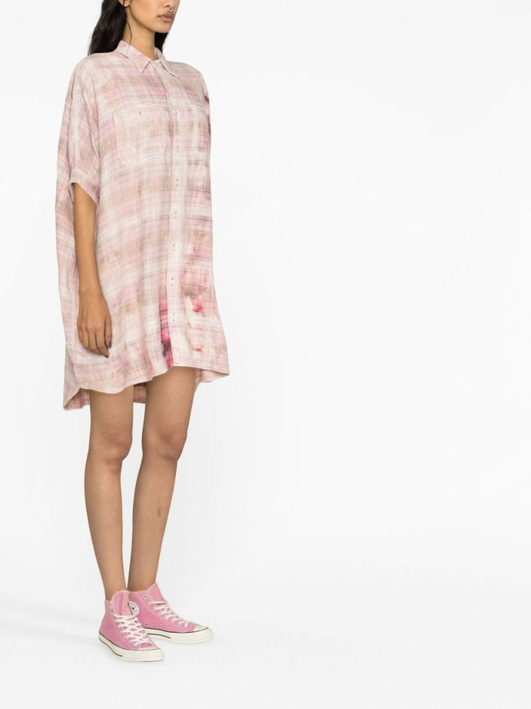 Pink Oversized Plaid Shirtdress