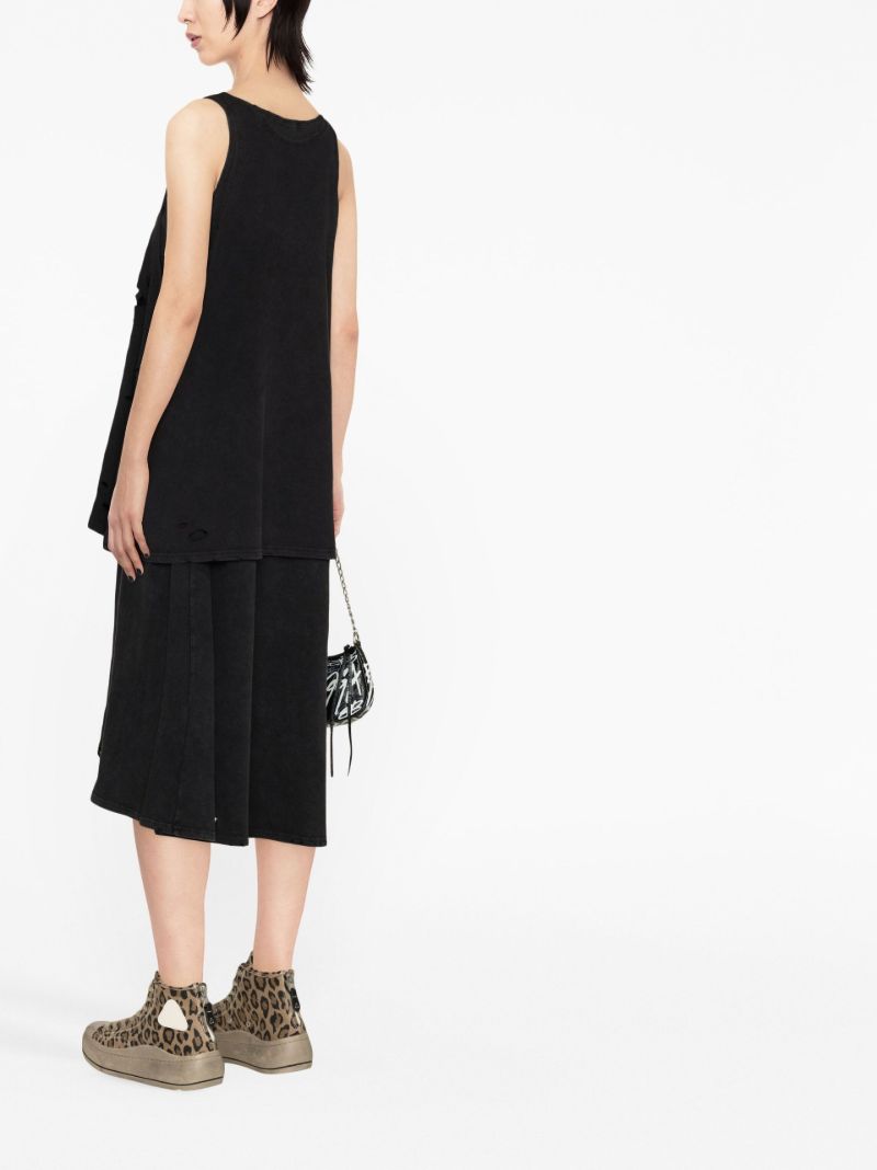 Black Distressed Layered Midi Dress