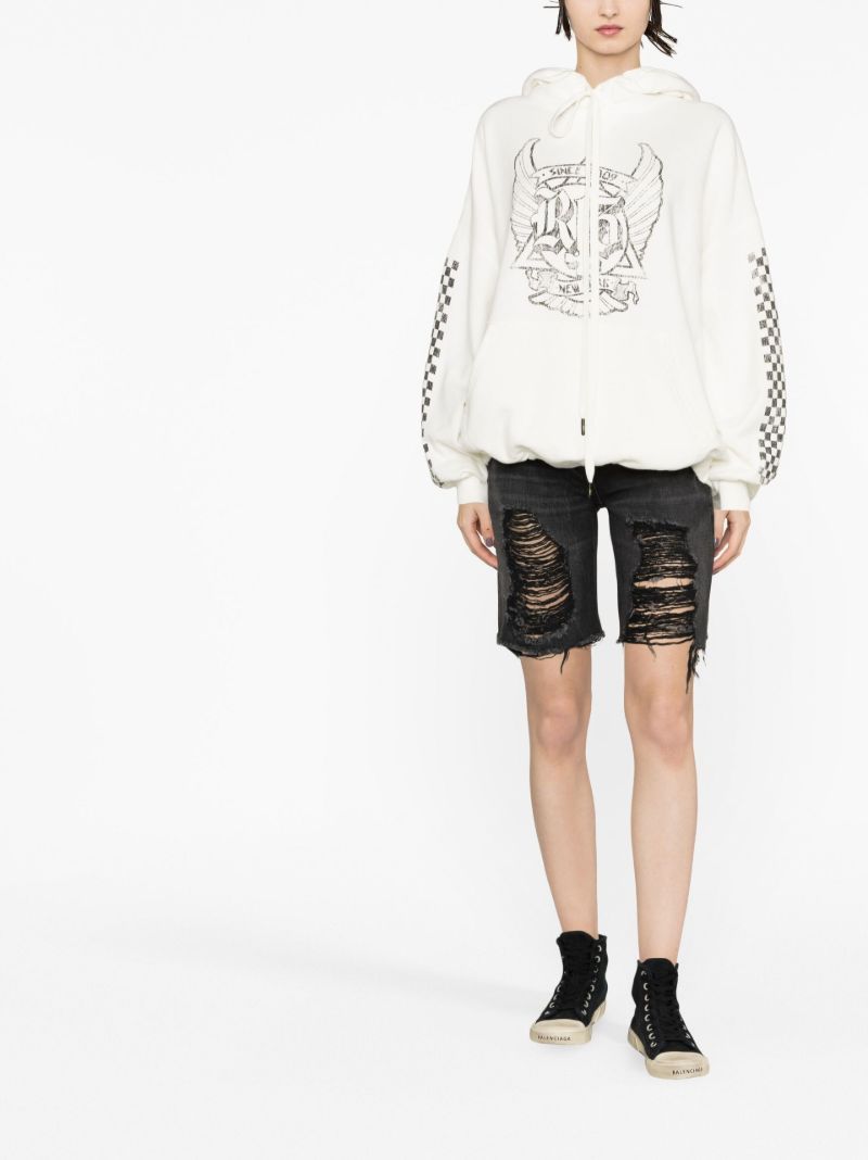 White Jumbo Skate Oversized Cotton Hoodie