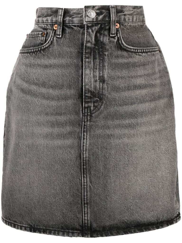 Black Pencil Denim Skirt