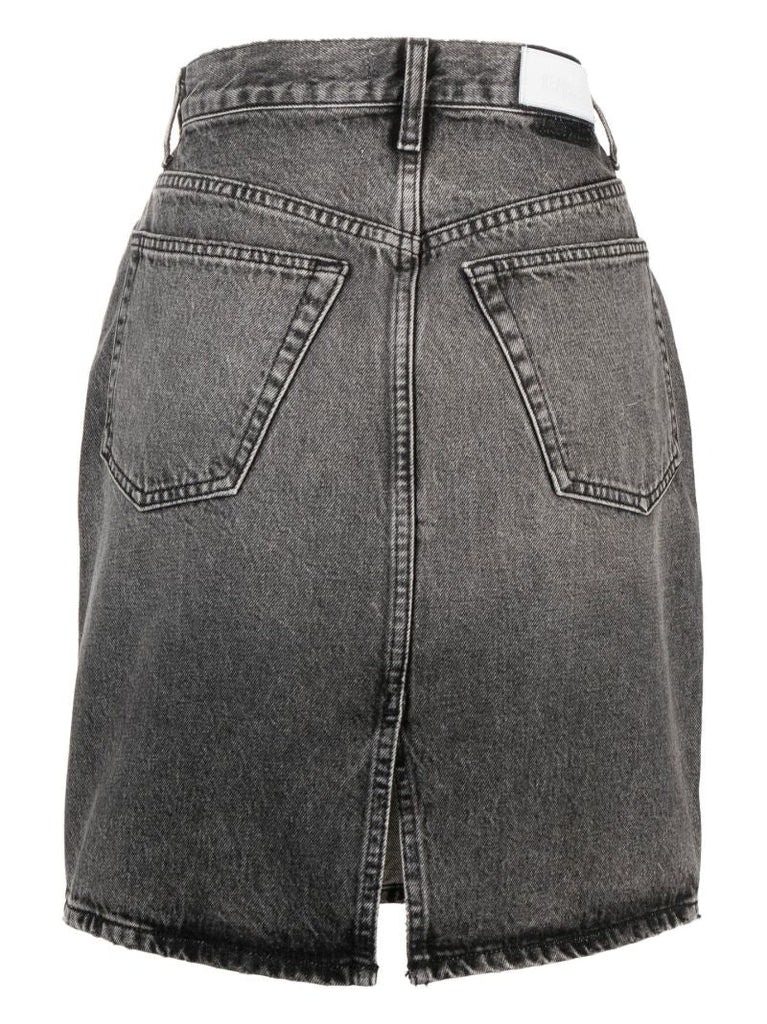 Black Pencil Denim Skirt