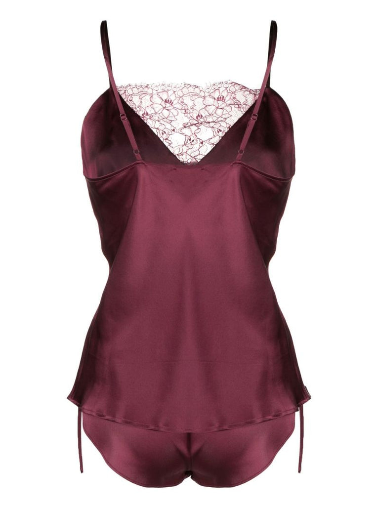 Purple Silk Camisole and Short Set